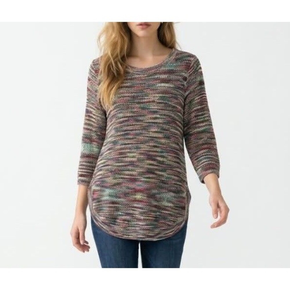 Westport 1962 Women's Rainbow Multicolor Knit Pullover Crochet Sweater Size 1X